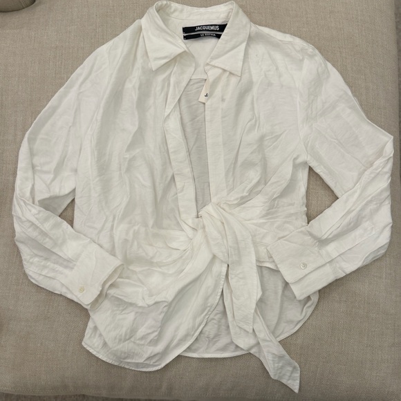 NWT Jacquemus White Le Raphia 'La Chemise Bahia' Shirt Size 40 FR (US 8) - Picture 6 of 15